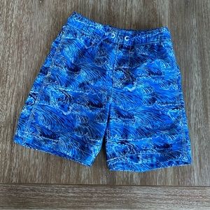 Gap Kids’ Boys’ Blue Wave Printed Swim Trunks Shorts Size Large